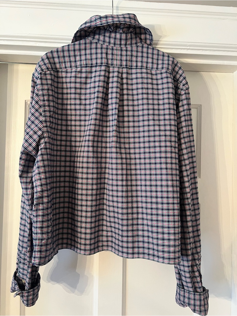 Upcycled Men’s Ralph Lauren Plaid Button-Down in Navy, Red, White, Green - Picture 2 of 5